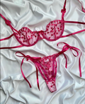 Heart Mesh Tie-Up Lingerie Set