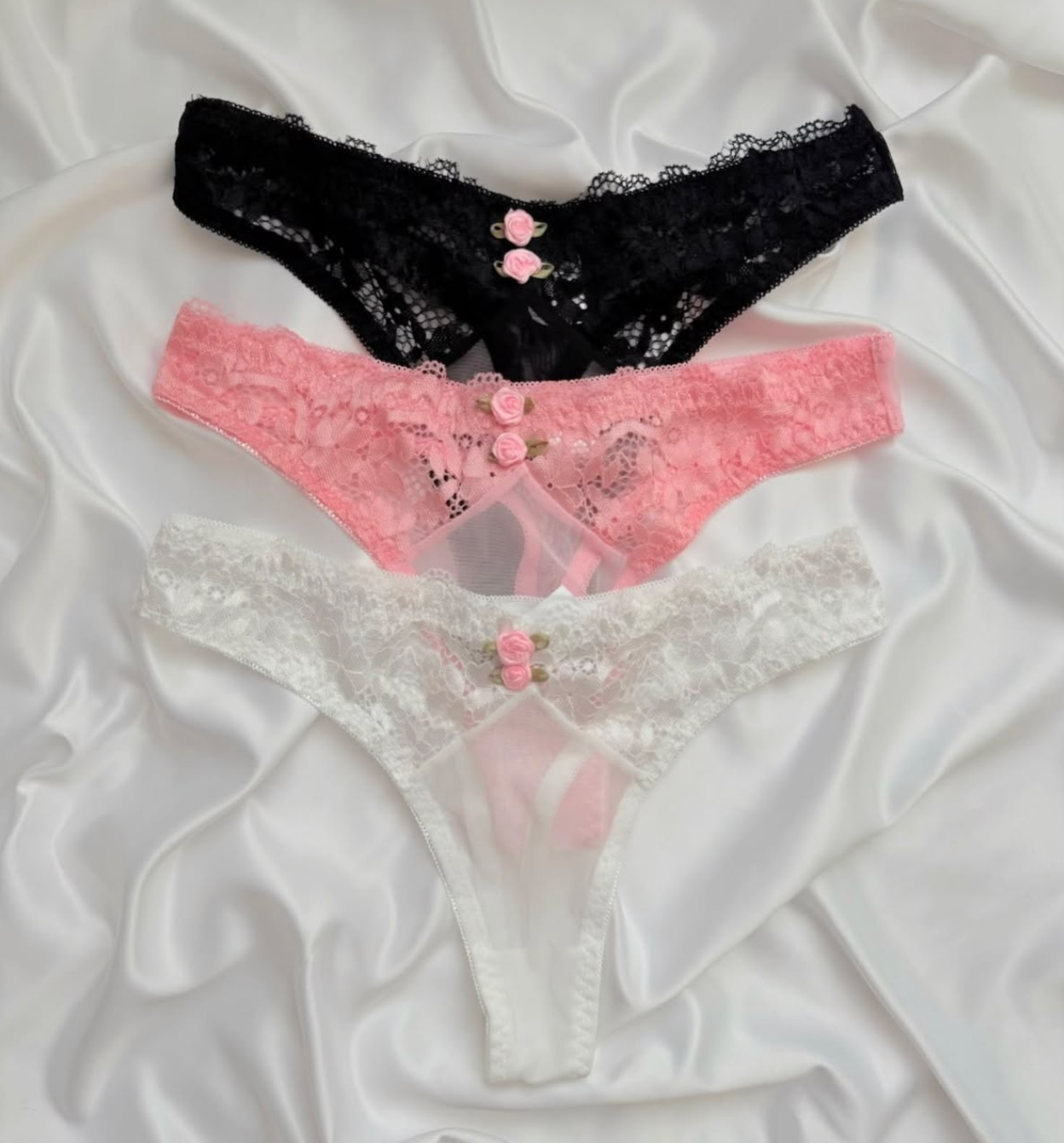 Floral Lace Thong Set (3 Piece)