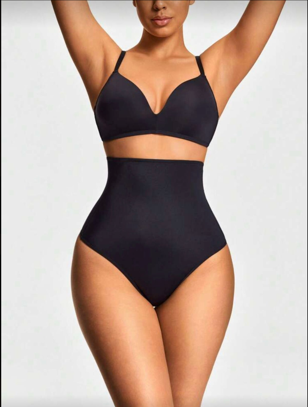High-Waist Sculpting Thong Shapewear - Black